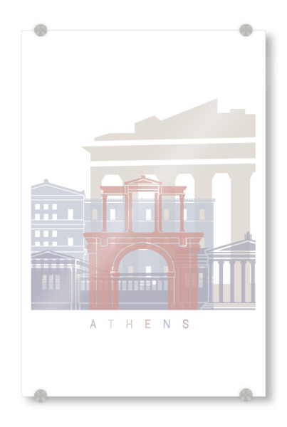Acrylglasbild "ATHEN SKYLINE PASTELL" artboxONE - Städte