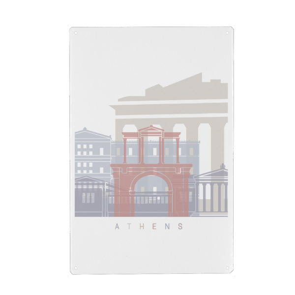 Metall Poster "ATHEN SKYLINE PASTELL" artboxONE - Städte