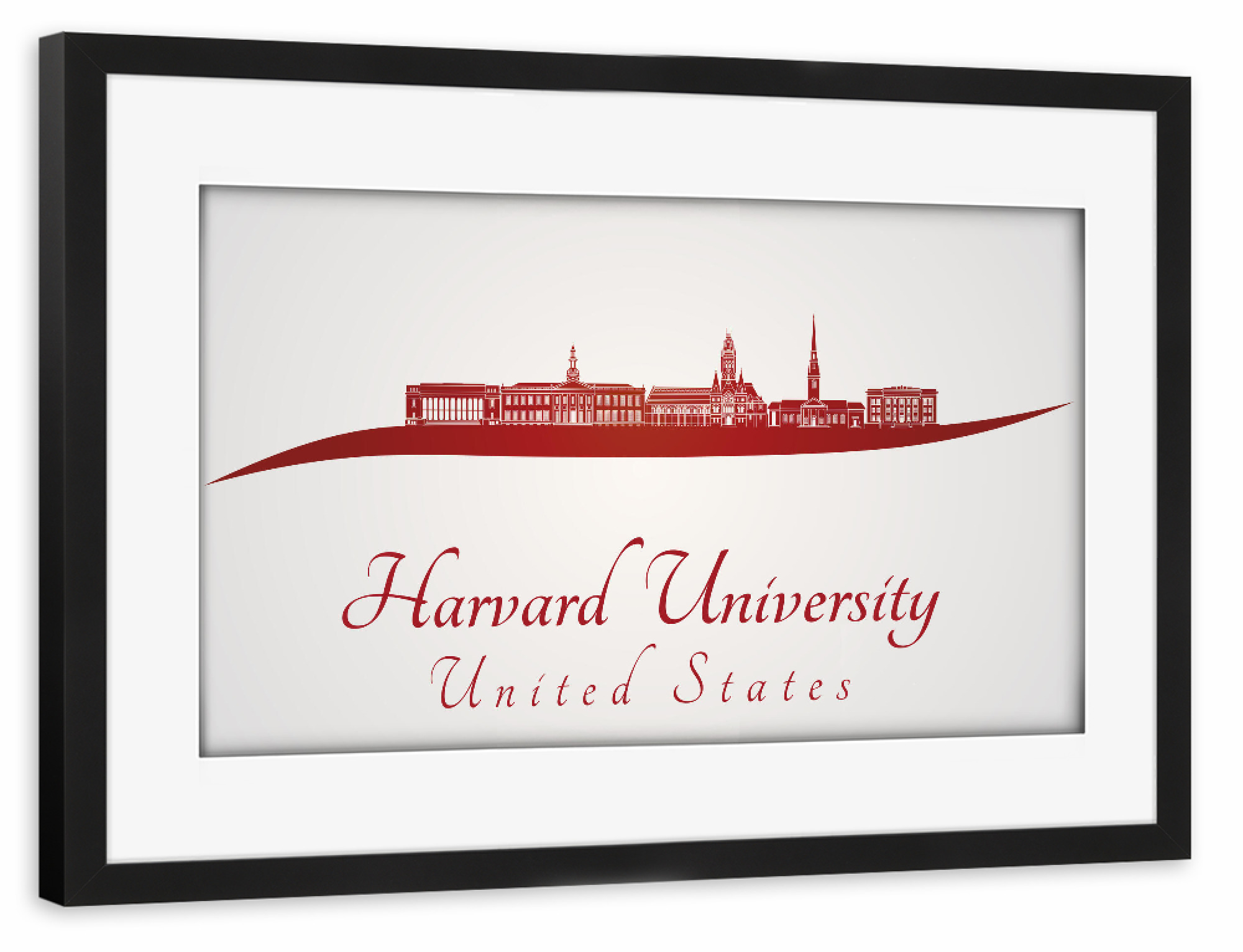 Poster mit Rahmen schwarz "Skyline der Harvard University" artboxONE - Städte