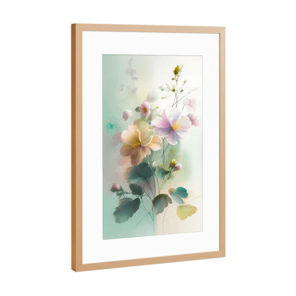 Poster mit Rahmen Kupfer "Malerei von verträumten Blumen" artboxONE - Natur,Floral