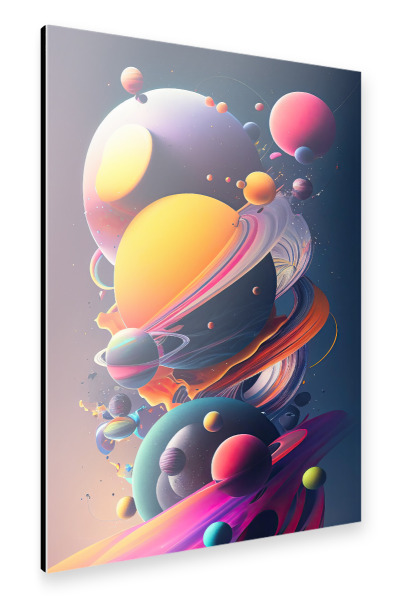 Alu-Dibond "Rosa und orange abstrakte Planeten" 30x20 cm artboxONE