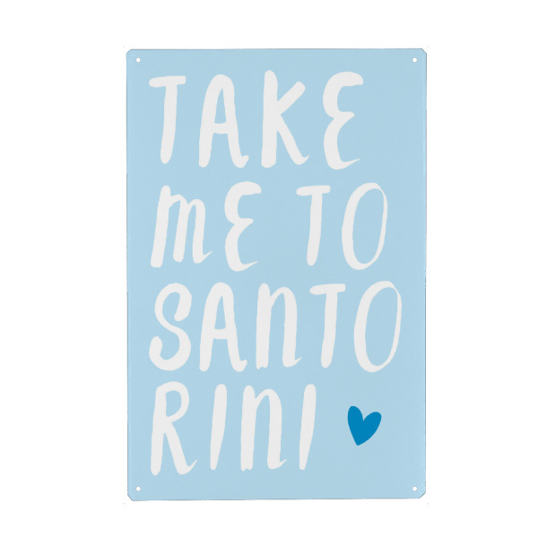 Holzbild "Bring mich nach Santorini" artboxONE - Typografie,Reise,Reise / Strand und Meer,Reise / Länder,Lustig