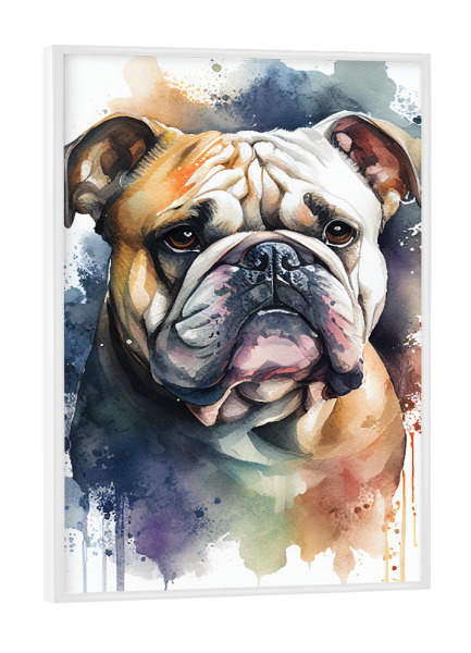 Poster mit weißem Rahmen "Bulldogge-Porträt" artboxONE - Tiere