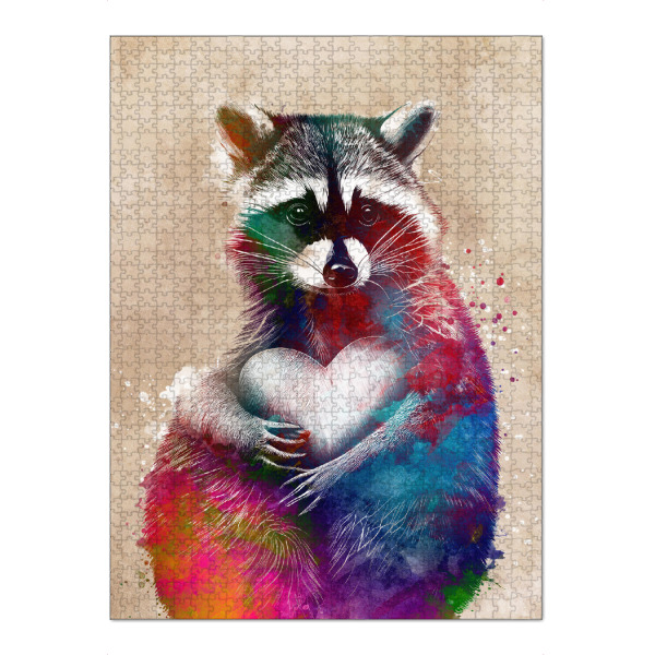 Puzzle Ravensburger "Waschbärherz" artboxONE - Tiere - Waschbärherz,Herz,Waschbär,Wildes tier,Tiere,Grafik,Illustration,Design,Kunst
