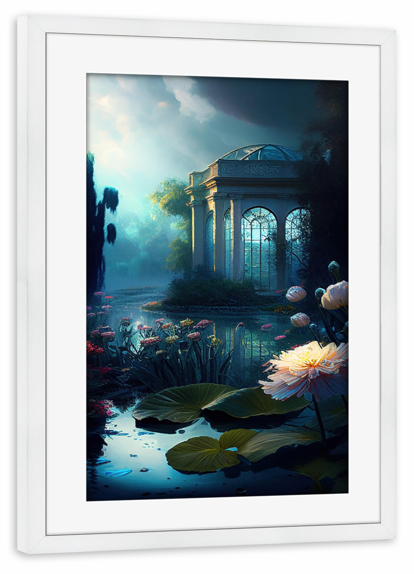 Poster mit Rahmen weiß "Malerei des botanischen Gartens" artboxONE - Natur