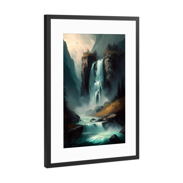 Poster mit Rahmen Schwarz (Metallic) "Kaskadenklippenmalerei" artboxONE - Natur