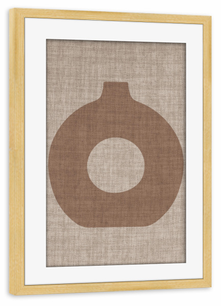 Poster mit Rahmen kiefer "Japandi vase COCO" artboxONE - Abstrakt - Japandi,Modern,Art,Ibiza,Kunstdruck,Geschenk,Einrichtung,Abstrakt,Kunst