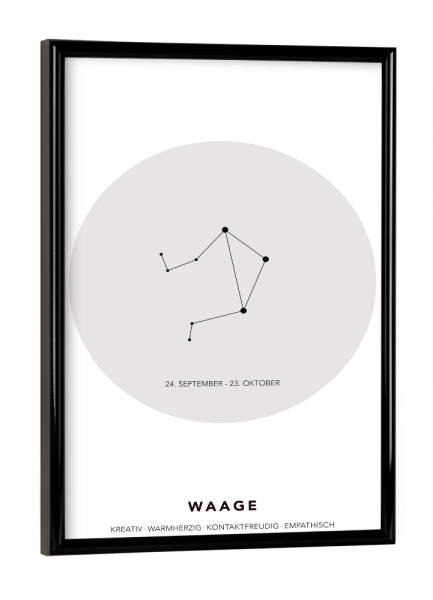 Poster mit schwarzem Rahmen "Sternbild Waage" artboxONE - Galaxy