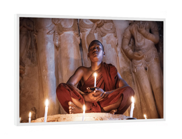Poster mit weißem Rahmen "Betender Mönch" artboxONE - Reise / Asien,Männer