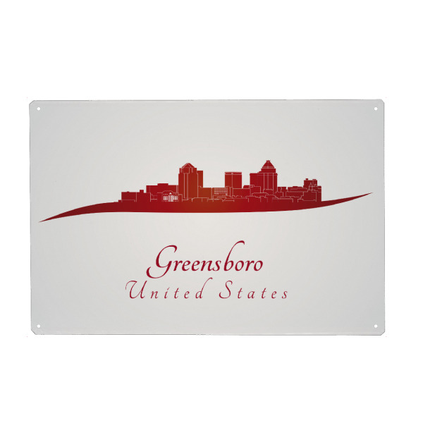 Metall Poster "Greensboro-Skyline im Rot" artboxONE - Städte