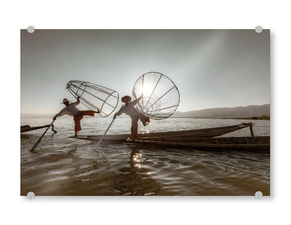 Acrylglasbild "Fischer vom Inle See" artboxONE - Menschen,Reise / Asien,Männer