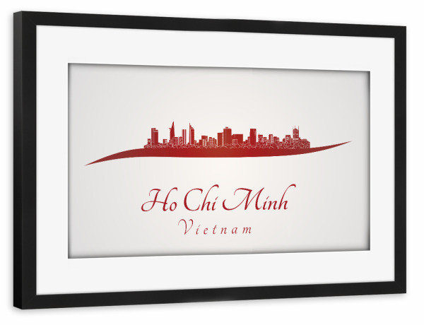 Poster mit Rahmen schwarz "Ho-Chi-Minh-Skyline in Rot" artboxONE - Städte,Reise,Reise / Asien