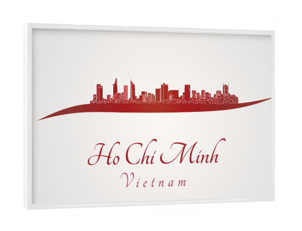 Poster mit weißem Rahmen "Ho-Chi-Minh-Skyline in Rot" artboxONE - Städte,Reise,Reise / Asien