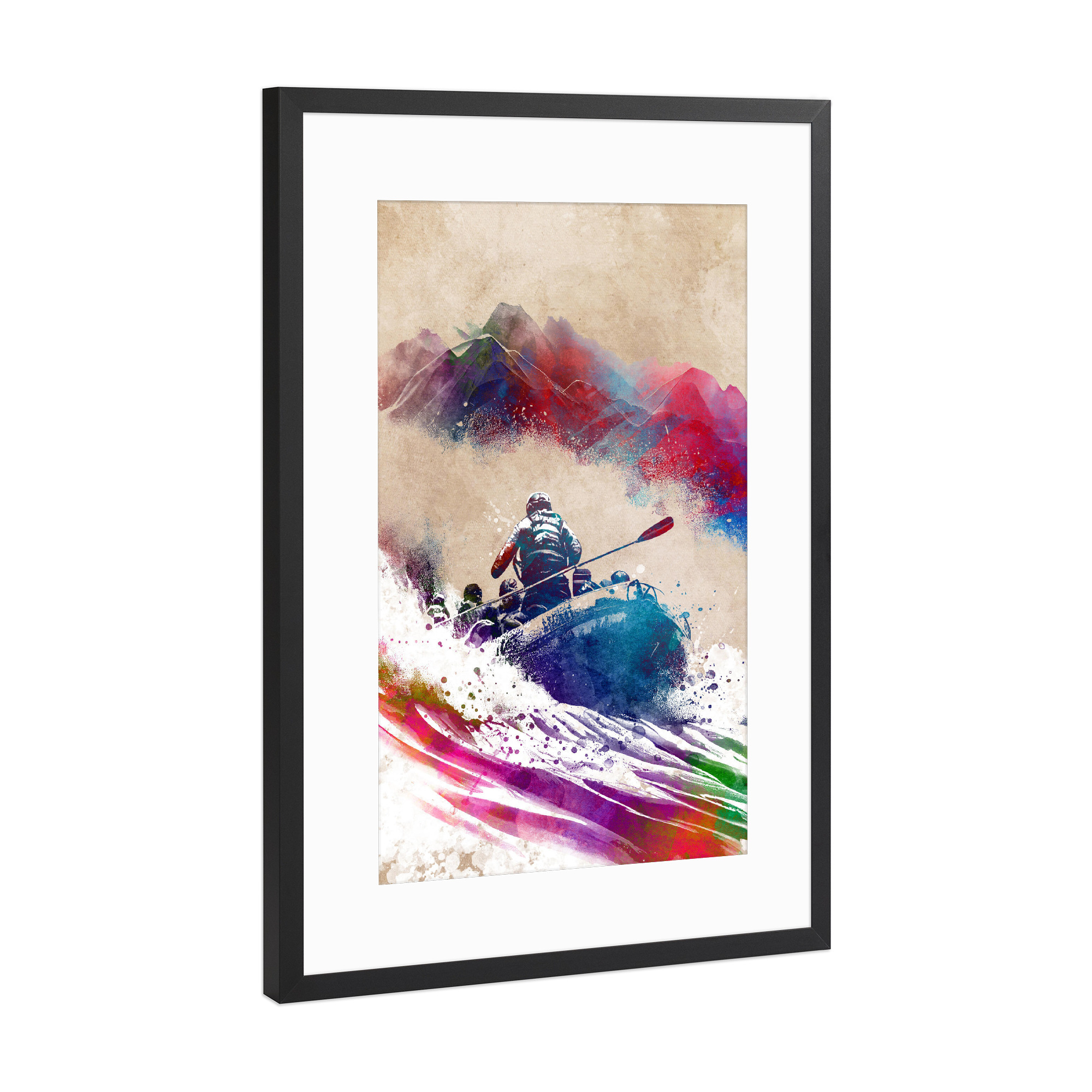 Poster mit Rahmen Schwarz (Metallic) "Rafting auf einem Ponton" artboxONE - Sport,Sport / Sommerspiele - Rafting,Wasser,Sport,Segeln,Kanufahren,Ponton