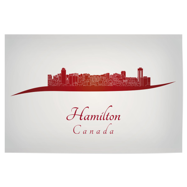 Poster 30x20 cm "Hamilton-Skyline in Rot" artboxONE - Städte,Reise
