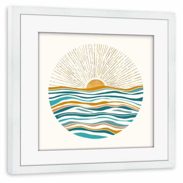Poster mit Rahmen weiß "Die Sonne und das Meer" artboxONE - Natur,Reise / Strand und Meer