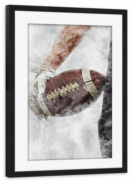 Poster mit Rahmen schwarz "American Football (matart)" artboxONE - Sport - American football,American,Football,Player,Ball,Team,Sport