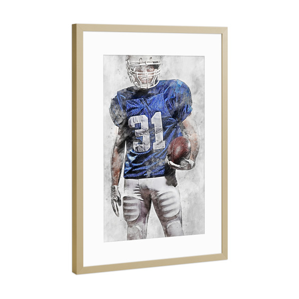 Poster mit Rahmen Gold "American Football 2 (matart)" artboxONE - Sport - American football,American,Football,Player,Ball,Team,Sport