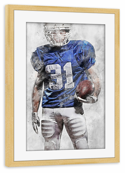 Poster mit Rahmen kiefer "American Football 2 (matart)" artboxONE - Sport - American football,American,Football,Player,Ball,Team,Sport