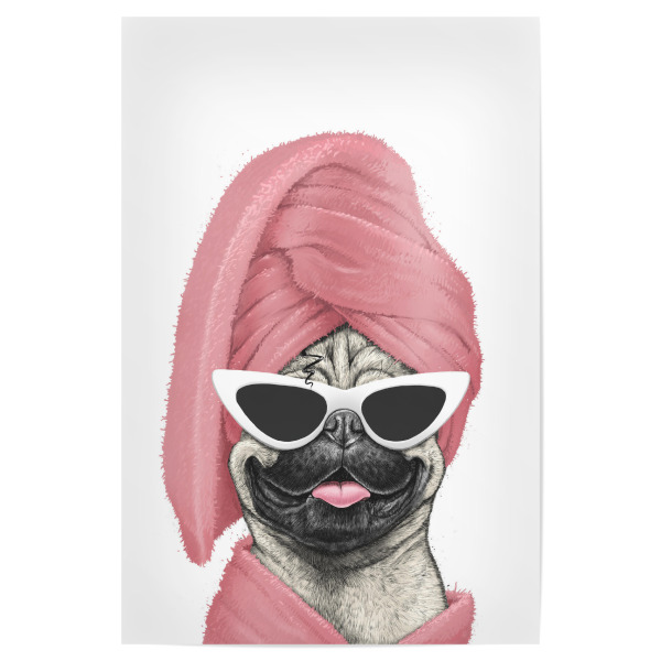 Poster 30x20 cm "Mops nach dem Bad" artboxONE - Tiere,Fashion,Für Mama