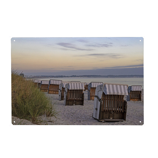 Metall Poster "Strandkörbe in Scharbeutz" artboxONE - Natur,Reise / Strand und Meer,Reise / Länder