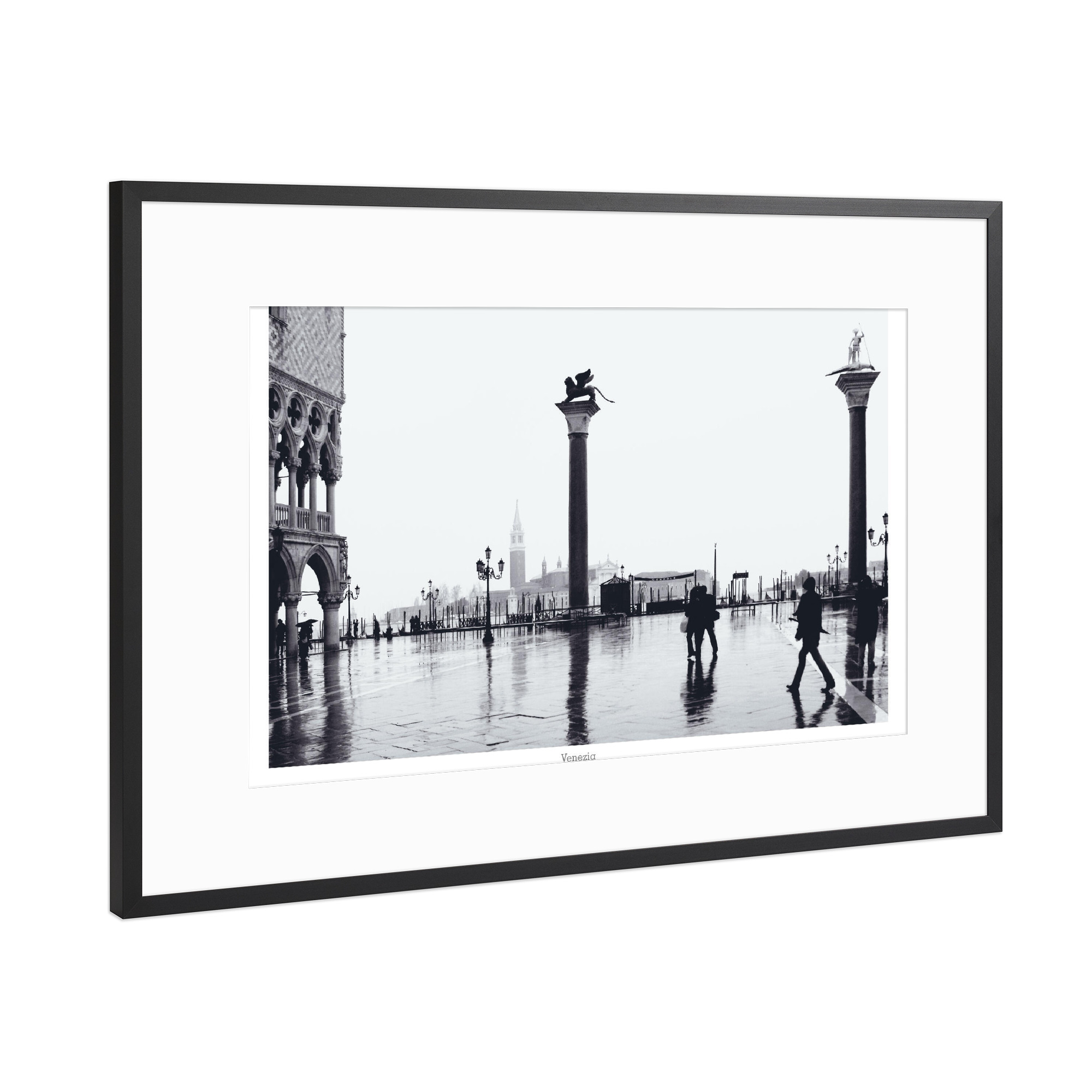 Poster mit Rahmen Schwarz (Metallic) "Venedig in Schwarz-Weiß" artboxONE - Reise,Schwarzweiß,Architektur,Städte / Venedig,Reise / Länder