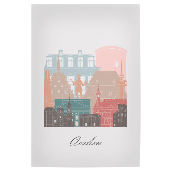 Poster "Aachener Skyline im Pastellstil" artboxONE - Städte,Reise,Architektur,Kartografie