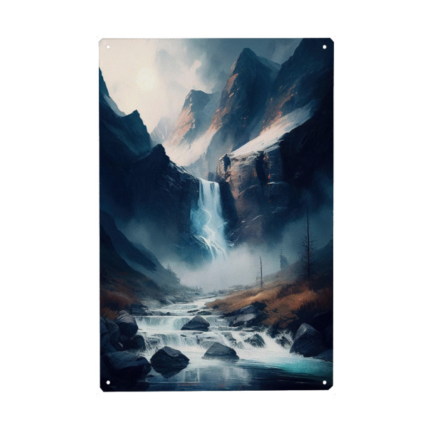 Holzbild "Bach und Wasserfall in den Alpen" artboxONE - Natur,Reise