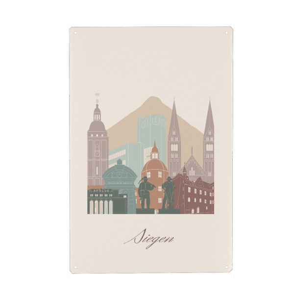 Holzbild "Siegen skyline sage green style" artboxONE - Städte,Reise,Architektur,Kartografie