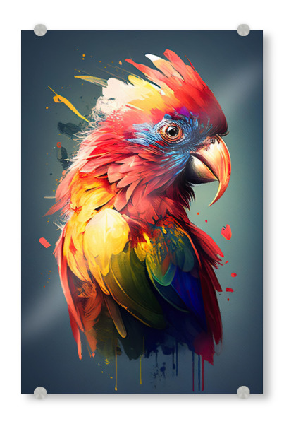 Acrylglasbild "Papagei-Porträtmalerei" artboxONE - Tiere