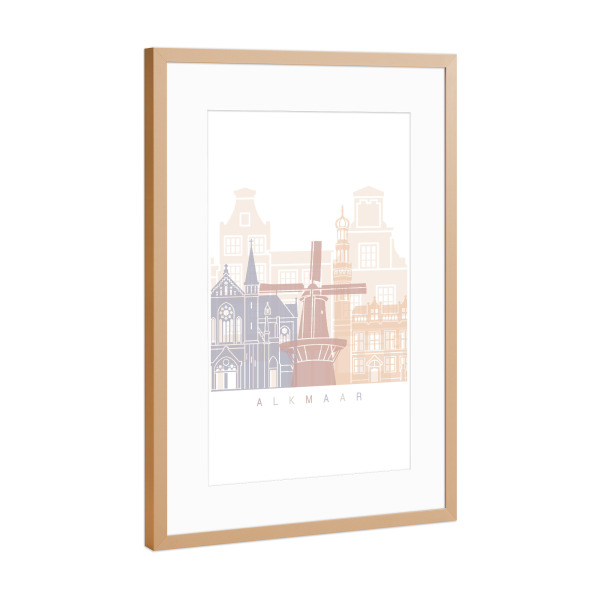 Poster mit Rahmen Kupfer "ALKMAAR SKYLINE PASTELL" artboxONE - Städte
