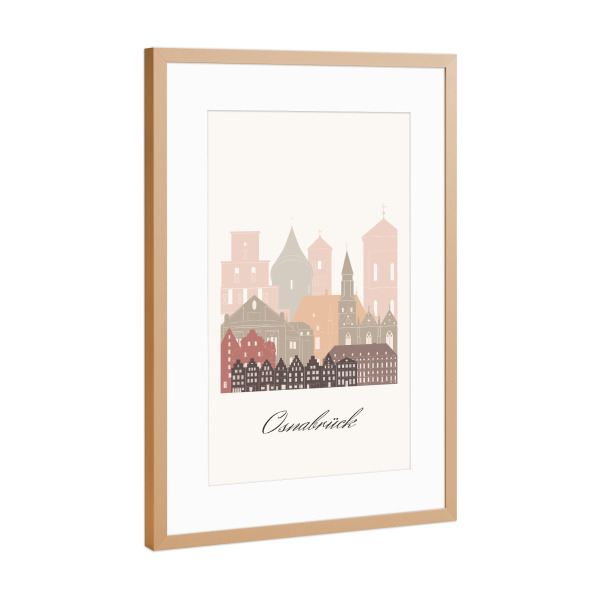 Poster mit Rahmen Kupfer "Osnabrücker Skyline Terrakotta" artboxONE - Städte,Reise,Architektur,Kartografie