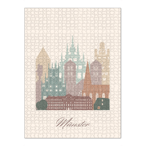 Puzzle Ravensburger "Münster Skyline in salbeigrün" artboxONE - Städte,Reise,Architektur,Kartografie