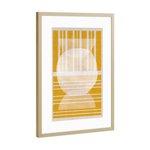 Poster mit Rahmen Gold "Linen sunkiss horizon" artboxONE - Abstrakt,Geometrie