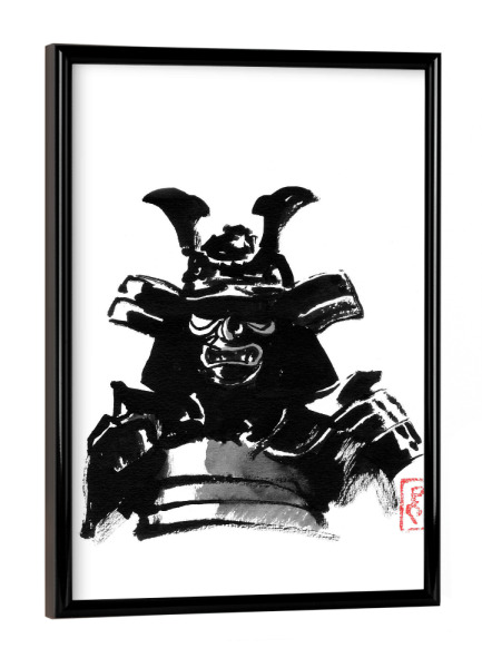 Poster mit schwarzem Rahmen "Samurai-Rüstungshelm" artboxONE - Reise / Asien - Samurai,Sumie,Japan,Rüstung