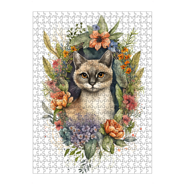 Puzzle Ravensburger "Katze mit schönen Blumen" artboxONE - Floral,Tiere