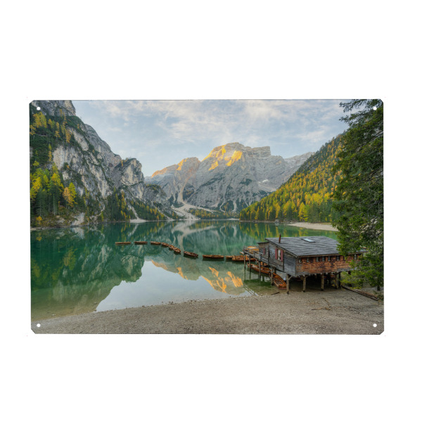 Holzbild "Morgens am Pragser Wildsee" artboxONE - Natur,Reise,Reise / Länder
