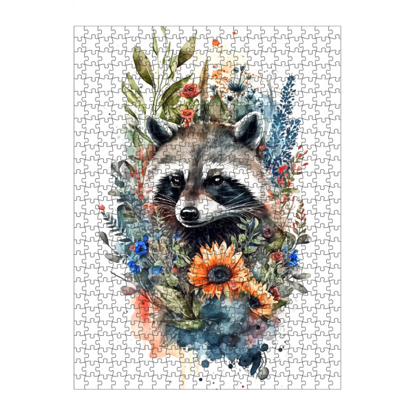 Puzzle Ravensburger "Waschbär mit Blumen" artboxONE - Floral,Tiere