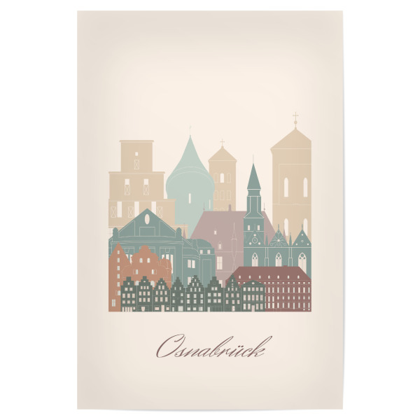 Poster 30x20 cm "Osnabrücker Skyline Salbeigrün" artboxONE - Städte,Reise,Architektur,Kartografie