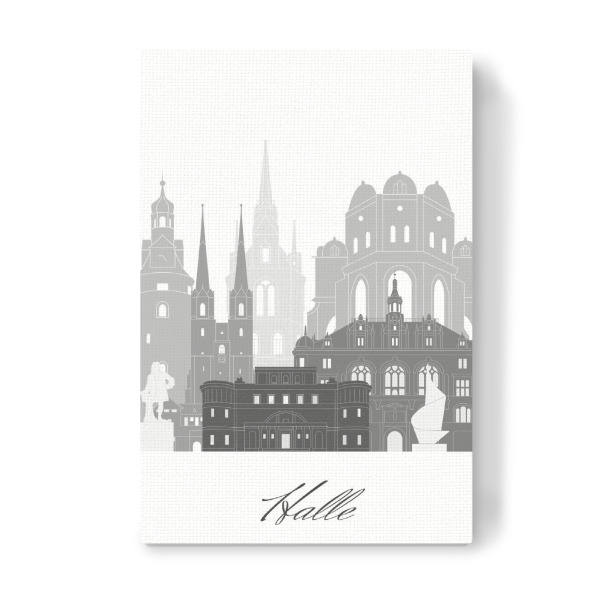 Leinwandbild "Halle-Skyline schwarz-weiße" artboxONE - Städte,Reise,Architektur,Kartografie