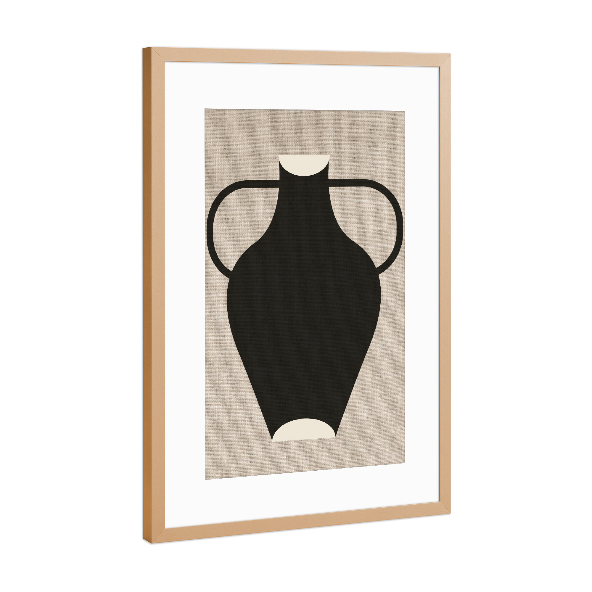 Poster mit Rahmen Kupfer "Linen vase black LIZA" artboxONE - Abstrakt - Japandi,Modern,Art,Wabisabi,Ibiza,Kunstdruck,Vacation,Geschenk,Einrichtung
