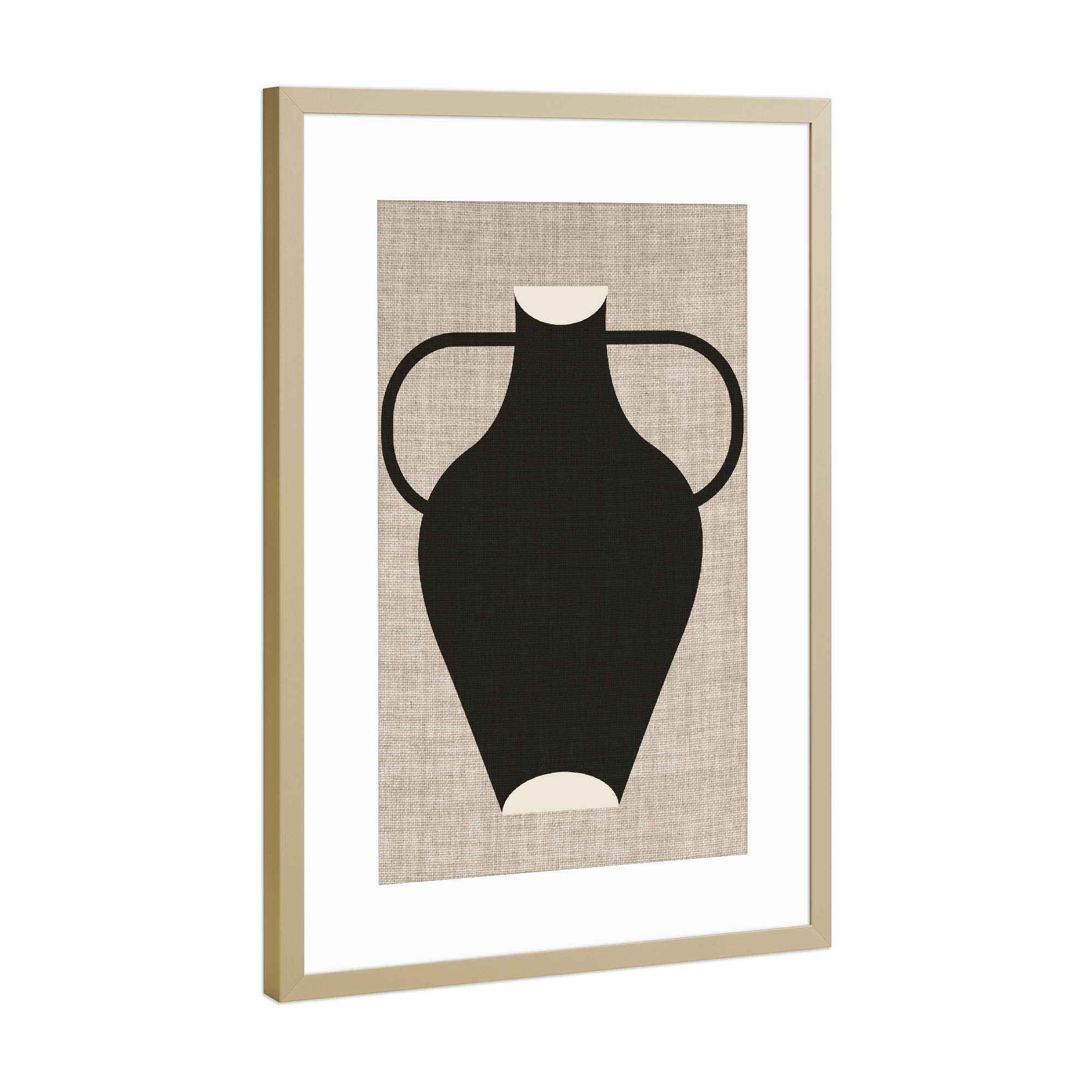 Poster mit Rahmen Gold "Linen vase black LIZA" artboxONE - Abstrakt - Japandi,Modern,Art,Wabisabi,Ibiza,Kunstdruck,Vacation,Geschenk,Einrichtung