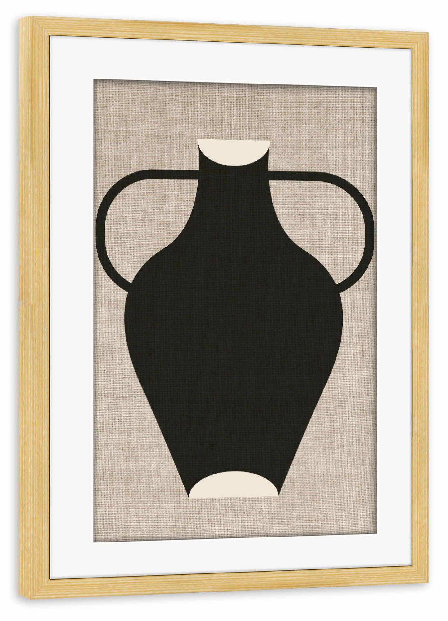 Poster mit Rahmen kiefer "Linen vase black LIZA" artboxONE - Abstrakt - Japandi,Modern,Art,Wabisabi,Ibiza,Kunstdruck,Vacation,Geschenk,Einrichtung