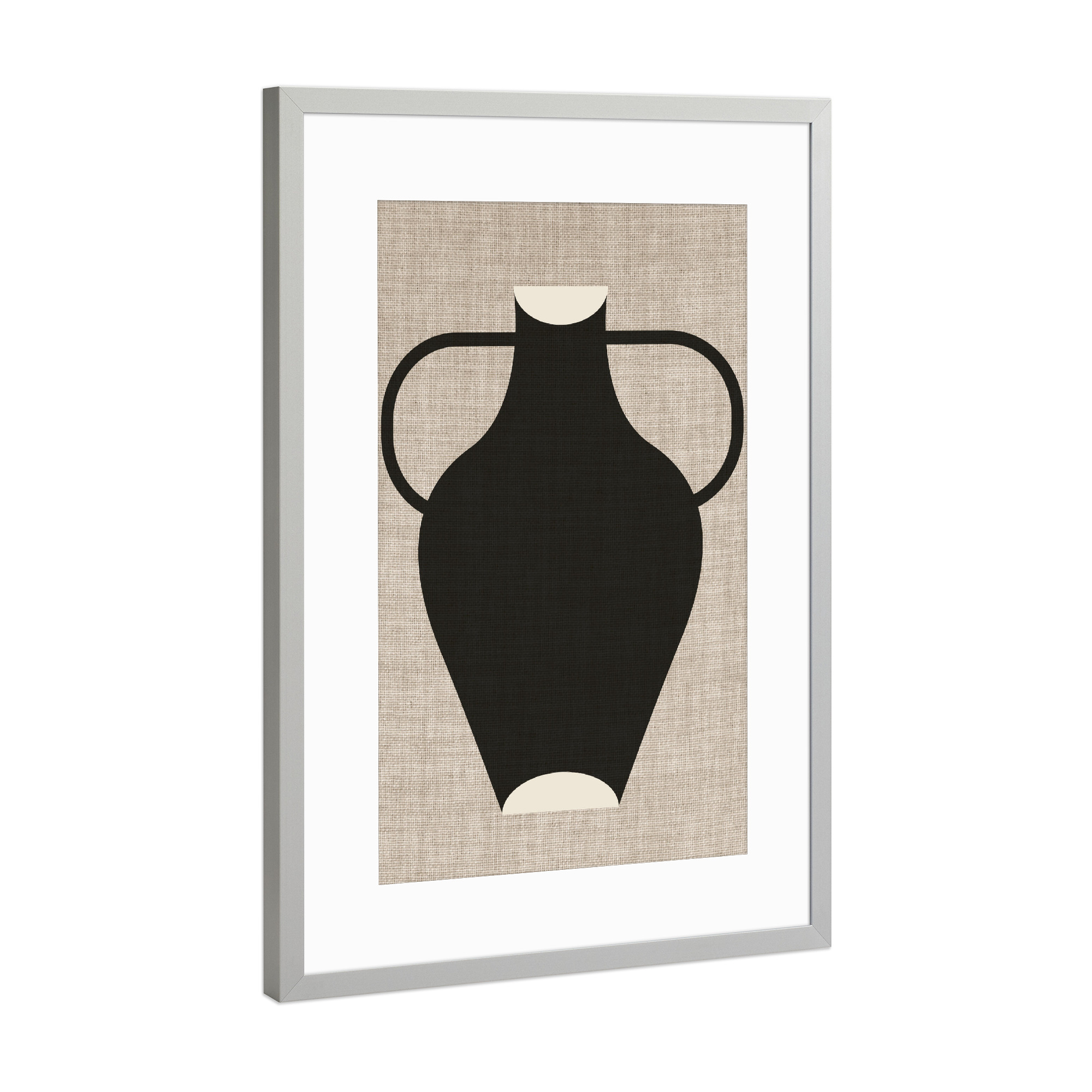 Poster mit Rahmen Silber "Linen vase black LIZA" artboxONE - Abstrakt - Japandi,Modern,Art,Wabisabi,Ibiza,Kunstdruck,Vacation,Geschenk,Einrichtung