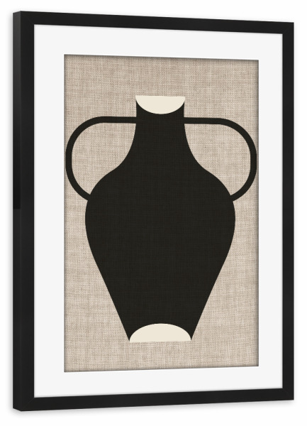 Poster mit Rahmen schwarz "Linen vase black LIZA" artboxONE - Abstrakt - Japandi,Modern,Art,Wabisabi,Ibiza,Kunstdruck,Vacation,Geschenk,Einrichtung