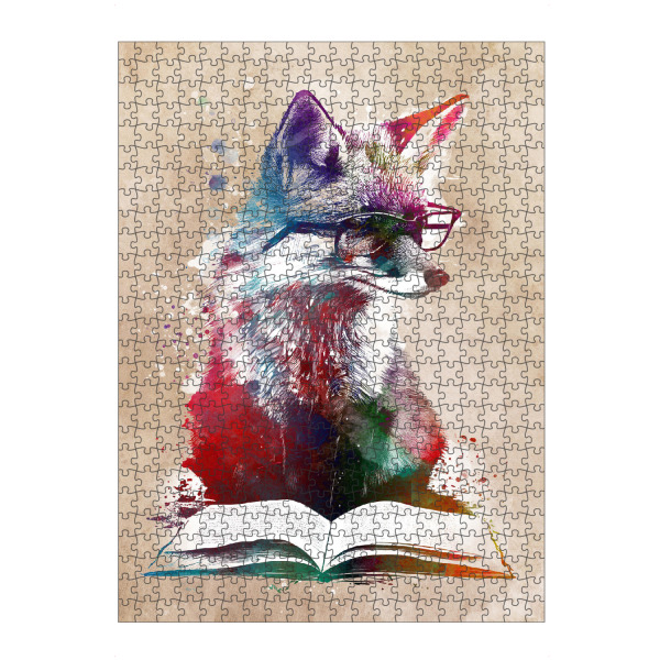 Puzzle Ravensburger "Fuchs liest ein Buch" artboxONE - Tiere - Fuchs,Foxy,Wildes tier,Tiere,Buch,Hipster,Grafik,Illustration,Design,Kunst