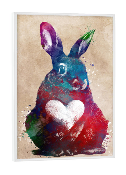 Poster mit weißem Rahmen "Hasenherz" artboxONE - Tiere - Kaninchenherz,Kaninchen,Herz,Hase,Wildes tier,Tiere,Grafik,Illustration,Design,Kunst