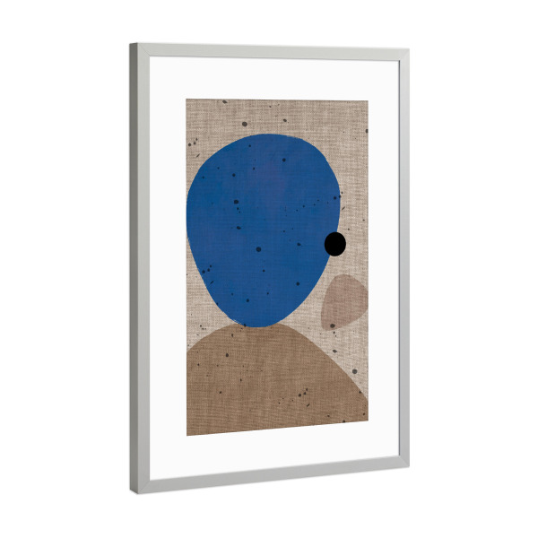 Poster mit Rahmen Silber "Blue linen OCEAN" artboxONE - Abstrakt,Geometrie