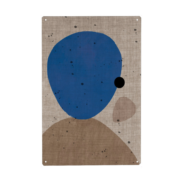 Metall Poster "Blue linen OCEAN" artboxONE - Abstrakt,Geometrie - Japandi,Modern,Ibiza,Kunstdruck,Geschenk,Einrichtung,Abstrakt,Kunst,Geometrie,Formen