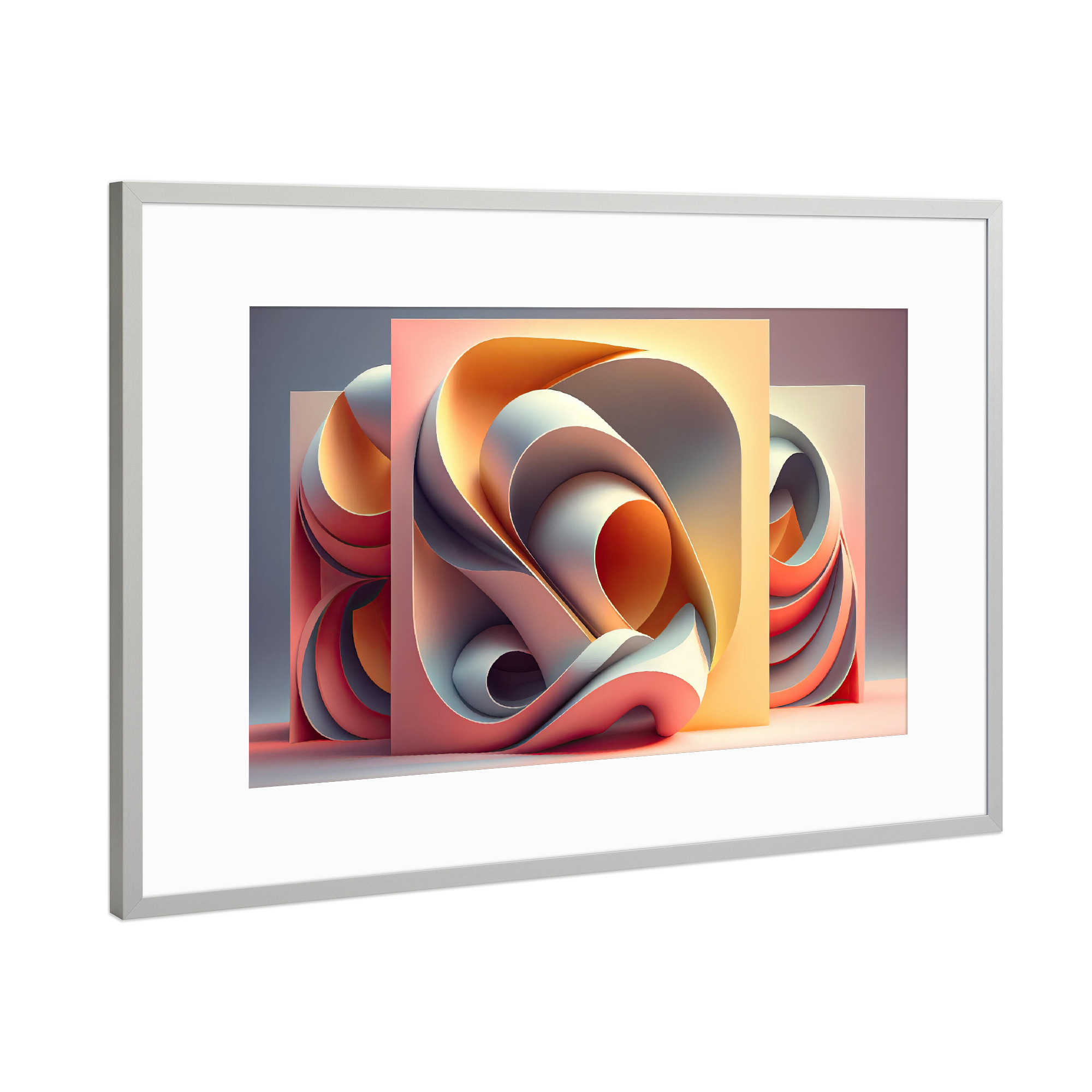 Poster mit Rahmen Silber "Pastell-Würfel Gemälde" artboxONE - Abstrakt,Geometrie